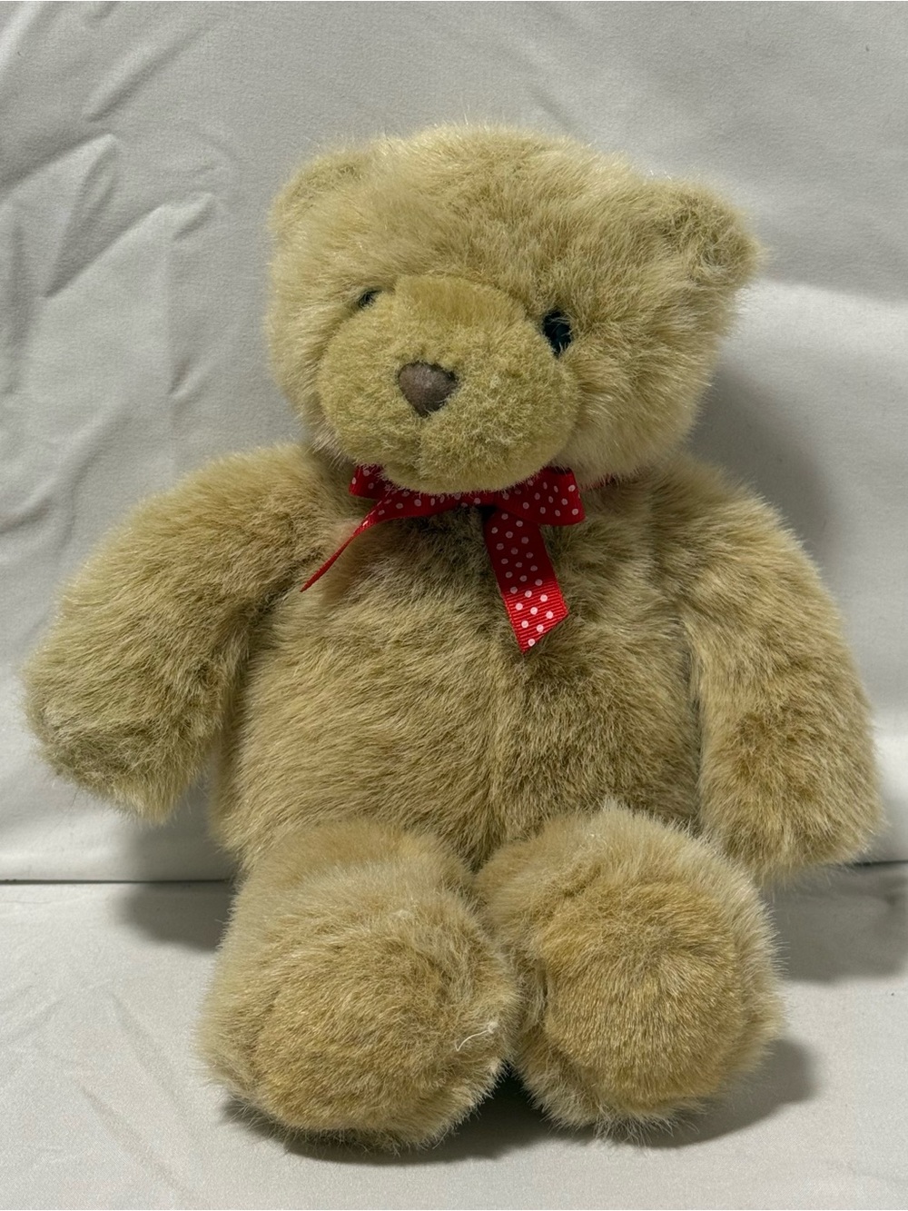 Vintage GUND Teddy Bear‎ - Classic Brown Plush with Red Ribbon Bow